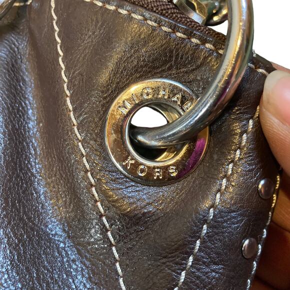 Michael Kors Uptown Astor Dark Brown Studded Leather Shoulder Handbag - Picture 8 of 12